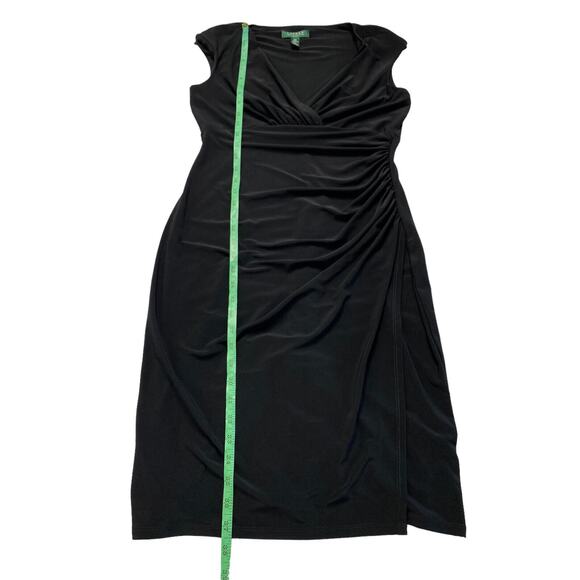 RALPH LAUREN LRL Black Gathered Jersey Knit Dress Size 10 Petite Sleeveless - Picture 9 of 9